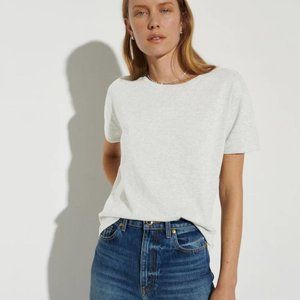 THE RESET R LABEL The Everyday Knit Tee Short Sleeve White Shirt Top Blouse XL